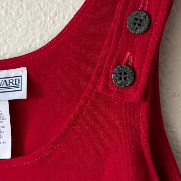 Vtg 90's Y2K Jessica Howard Maxi Jumper Pinafore Apron Sheath Dress NOS Red - Picture 13 of 16